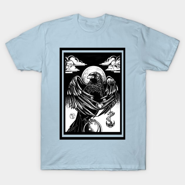 The Raven's Gift -Black Outlined Version T-Shirt by Nat Ewert Art